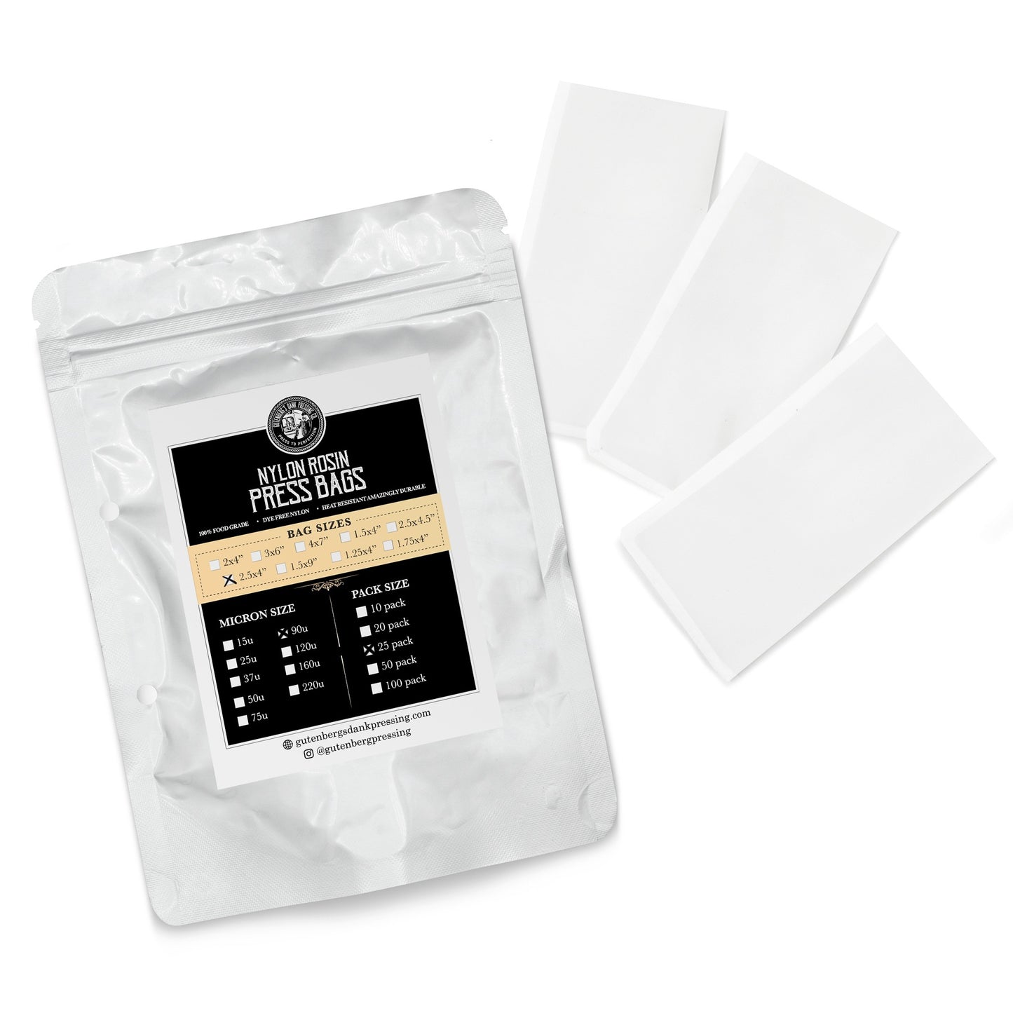90u Micron Rosin Heat Press Bags 20-Pack 2 .5×4 Inch