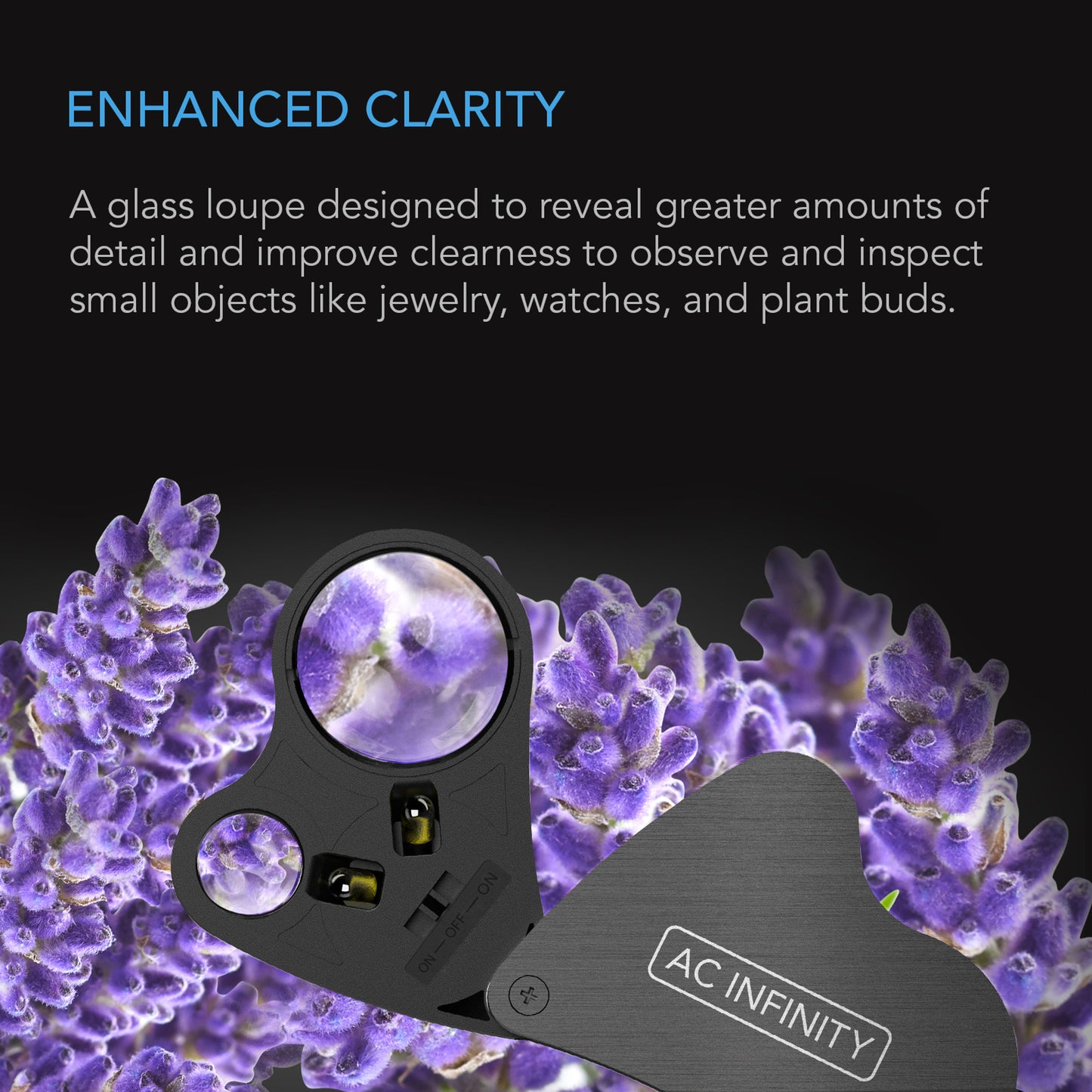 AC Infinity Jewelers Loupe, Pocket Magnifying Glass with LED Light & Dual Lenses