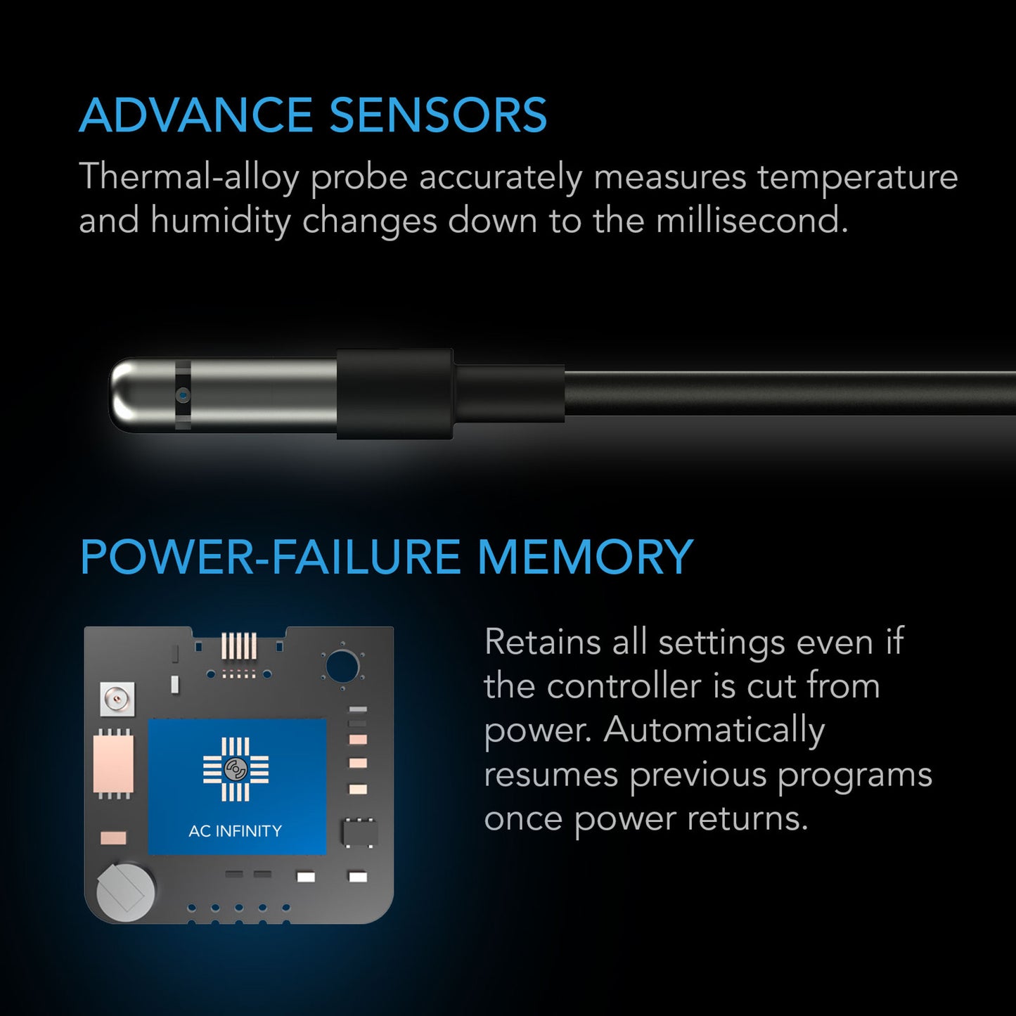 AC INFINITY, CONTROLLER 69, INDEPENDENT PROGRAMS FOR FOUR DEVICES, DYNAMIC TEMPERATURE, HUMIDITY, SCHEDULING, CYCLES, LEVELS CONTROL, DATA APP