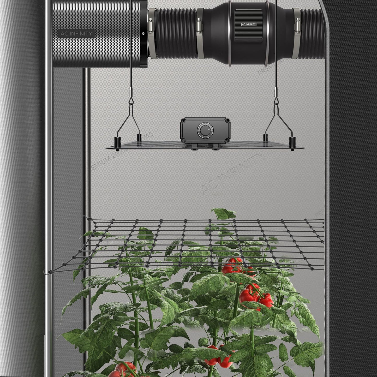 AC Infinity, GROW TENT TRELLIS NETTING, FLEXIBLE ELASTIC CORDS, 5X5’