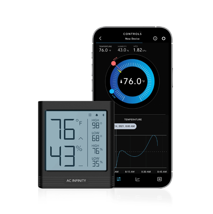 AC Infinity, CLOUDCOM B2, Smart Thermo-Hygrometer with Data App, Integrated Sensor Probe