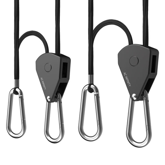 AC Infinity Heavy Duty Adjustable Rope Ratchet Hanger, One Pair